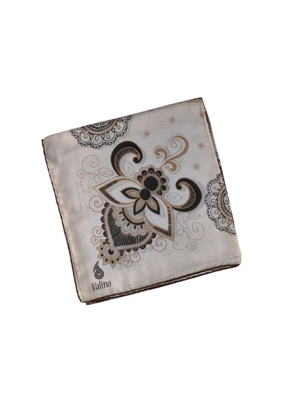 Mim Eşarp Mısırlı Eşarpları Mısırlı Eşarp Alize Krep Etnik Desenli Eşarp 140x140 Cm Krem - Kahve - Gold