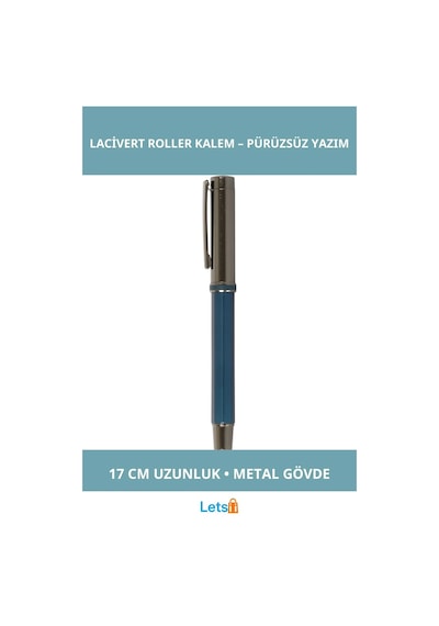 Lacivert Metal Roller Kalem 17cm Şık Ve Fonksiyonel Yazım Aracı Çok Renkli