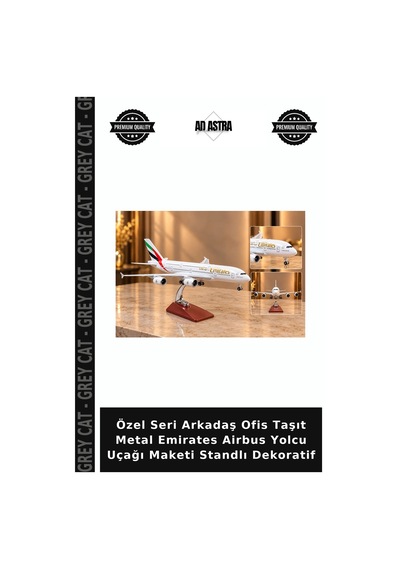 Özel Seri Arkadaş Ofis Taşıt Metal Emirates Airbus Yolcu Uçağı Maketi Standlı Dekoratif