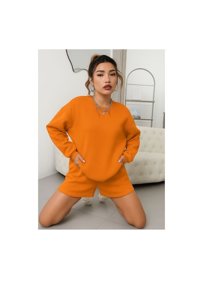 Benroma 3 İplik Penye Unisex Sweatshırt Turuncu