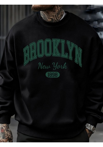 Startmore Startmorebrooklyn New York 1898 Baskılar Kazak Sonbahar Erkek Giysileri Polar Moda Kazak Rahat Bisikle Siyah