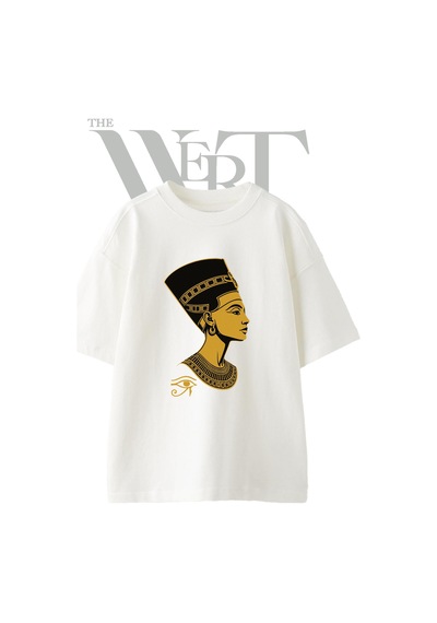 Thewert Nefertiti 1 Tasarım Baskılı Ünisex Beyaz Oversize T-shirt