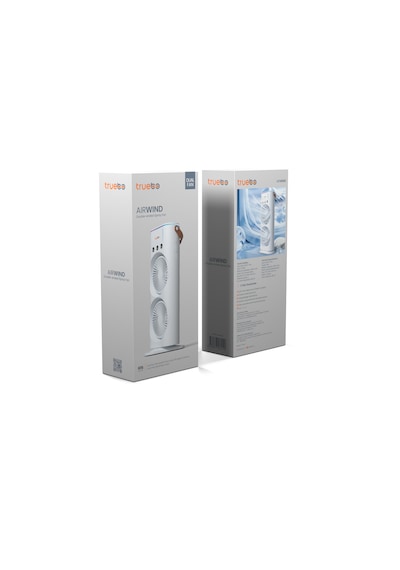 Truebo AirWind - Masaüstü Buhar Püskürtmeli Taşınabilir Şarjlı Led Işıklı Çift Fanlı Vantilatör