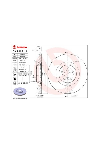 Brembo Fren Dıskı On 4-matic Mercedes Gl-class X164 06 12 Brembo 09r10511 A1644211512