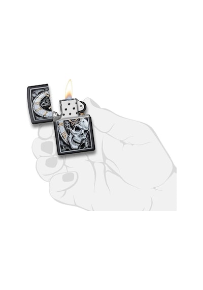 Zippo Çakmak 29854 Skull Clock Design