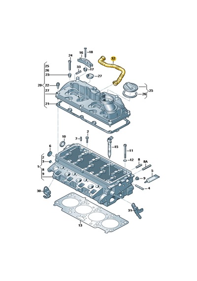 Vw Caravelle T6 2010-15 2.0 Tdi Üst Kapak Hava Borusu 03l103493k