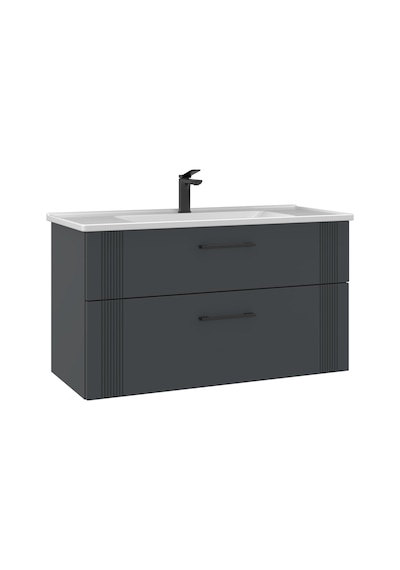 Orka Bari 100 Cm Mat Antrasit Banyo Dolabı Takımı Mat Antrasit