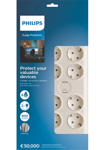 Phılıps Spn7080wa/62 8 Soket Akım Korumalı Priz 900 Joules 2mt Örgülü Kablo Beyaz 1923