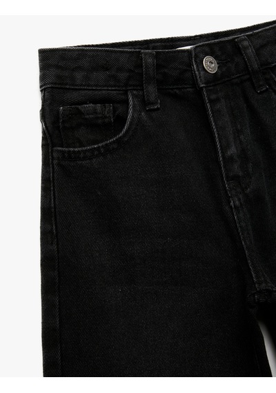 Koton Pamuklu Loose Fit Geniş Paça Denim Pantolon Siyah 7wkg40005ad
