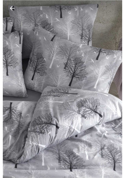 Cotton Gri Ağaç Çift Kişilik Nevresim Seti Gri