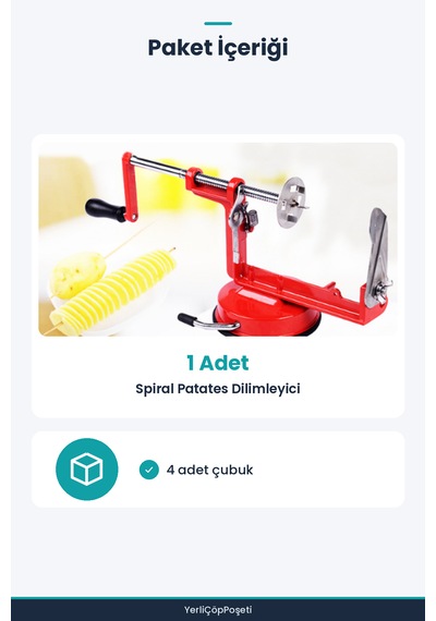 Spiral Patates Dilimleyici - 4 Çubuklu Patates Cips Kesici Kırmızı
