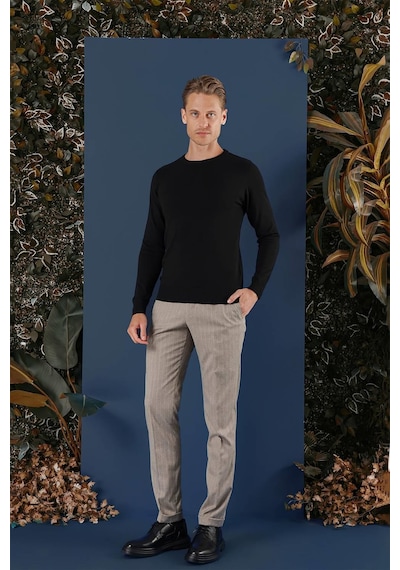 Efor Tr 858 Slim Fit Siyah Klasik Triko Siyah
