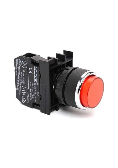 Emas B102hk B Serisi Plastik 1no+1nc Yaylı Çıkık Kırmızı 22 Mm Buton
