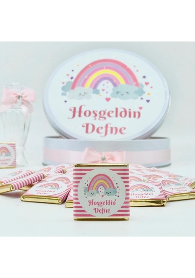 İsme Özel Kız - Erkek Bebek Çikolatası 50'li Çok Renkli