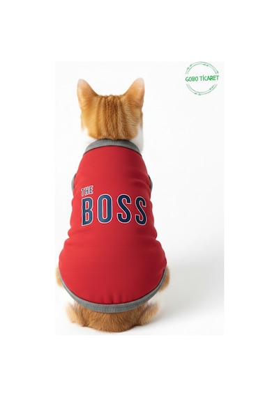 Kırmızı The Boss Patron Yazılı Kedi Ve Köpek Kıyafeti Tişörtü Elbisesi Large/l/beden 3