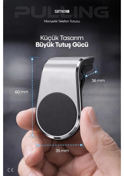 Simex Peteğe Takmalı Manyetik Telefon Tutucu Gri St-201 2 Mixed