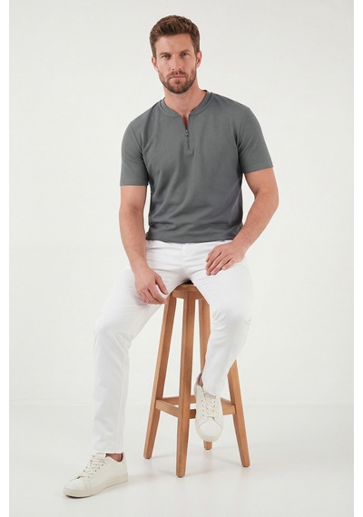 Buratti Pamuklu Regular Fit Yarım Fermuarlı Erkek T Shirt 5902653 Açık Haki