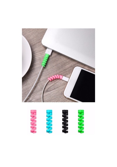 Telefon Şarj Kablo Koruyucu Silikon Spiral Usb Koruyucu 4lü Paket