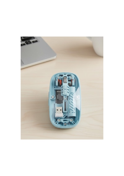 Bluetooth 5.2 Ve 2.4g Usb Kablosuz Mouse Pilli Mavi Tasarım - -4230 Diğer