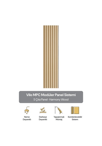 Vilo Mpc S Çıta Duvar Paneli Harmony Wood 265cm Yapıştırmalı Montaj - Neme Ve Darbeye Dayanıklı