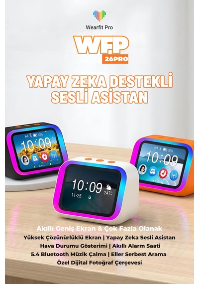 Multifonksiyonel Rgb Aydınlatmalı Yapay Zeka Destekli Eş Zamanlı 21 Dilde Çeviri Yapabilen Alarm Saatli Dijital Fotoğraf Çerçeve Asistan Turuncu