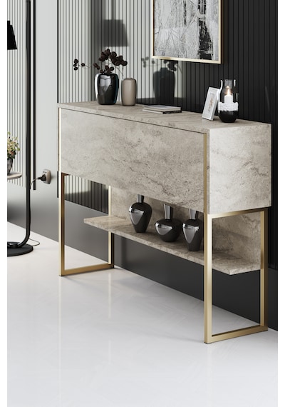Luxe Gold Demir Ayaklı Traverten Dresuar Traverten - Gold