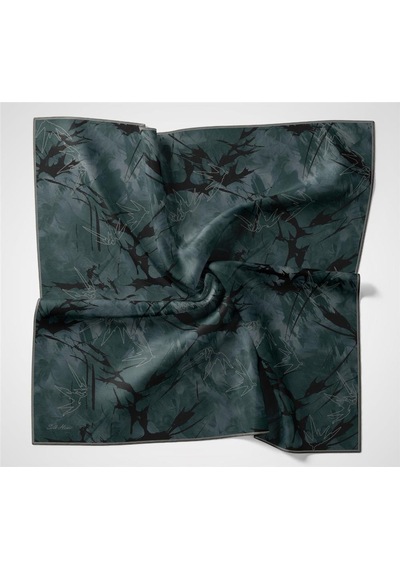 Silk Home Pamuk Polyester Soft Eşarp Yaprak Desen Açık Petrol Mavisi 90x90 Çok Renkli