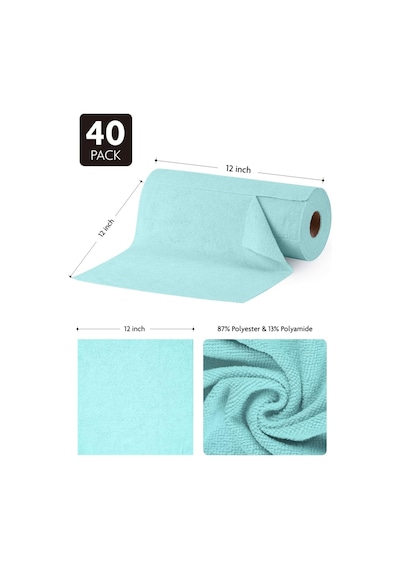 Çok Amaçlı Rulo Mikrofiber Temizlik Bezi 30x30 40 Yapraklı Mavi Mavi