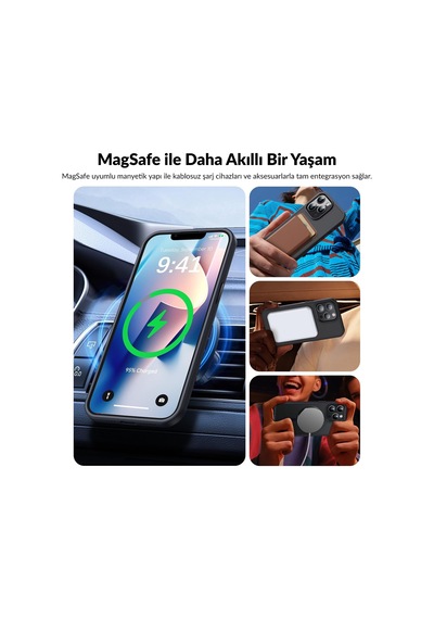 Bix Apple Uyumlu iPhone 12 / 12 Pro Magsafe Kılıf Tam Koruma Manyetik Darbe Emici Gece Mavisi