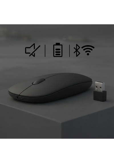 Apple Uyumlu MacBook iPad Bluetooth Şarjlı Mouse Usb Dongle Şarj Kablosu Dahil Sessiz İnce Ve Taşınabilir 13513