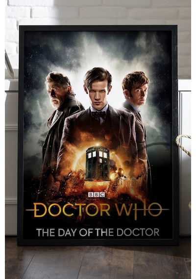 Doctor Who Siyah Ahşap Çerçeveli Poster, Dekoratif Dizi Duvar Tablosu
