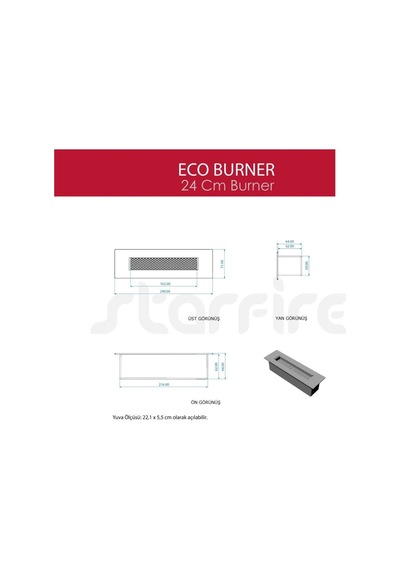 Copart 24 Cm Eco Burner Bacasız Şömine