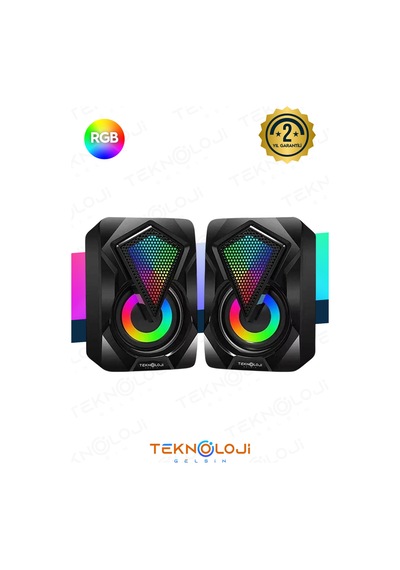 Bilgisayar Hoparlörü Led Işıklı Rgb Laptop Pc Uyumlu 1+1 Speaker