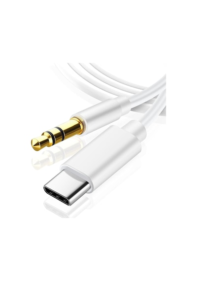 Samsung Xiaomi Uyumlu Aux Kablosu Type-c To Jack Çevirici Dönüştürücü Beyaz Bluetooth Gerektirmez