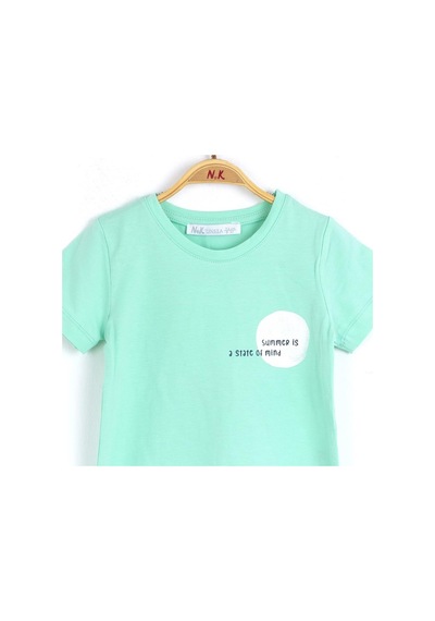 Erkek Bebek Pamuklu, Rahat Kalıp Arka Baskılı Tshirt-6968-yeşil Yeşil