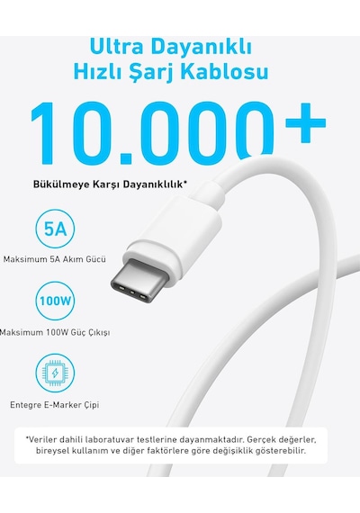 Anker Şarj Cihazı 45w Usb-c Ve Usb-c Kablolu 2'li Set - B2653 - Beyaz Anker Türkiye