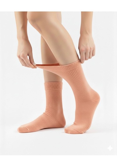 Ozzy Socks Kadın 4 Çift Bambu Lastiksiz Sıkmayan Diabetik Bilek Çorap Somon