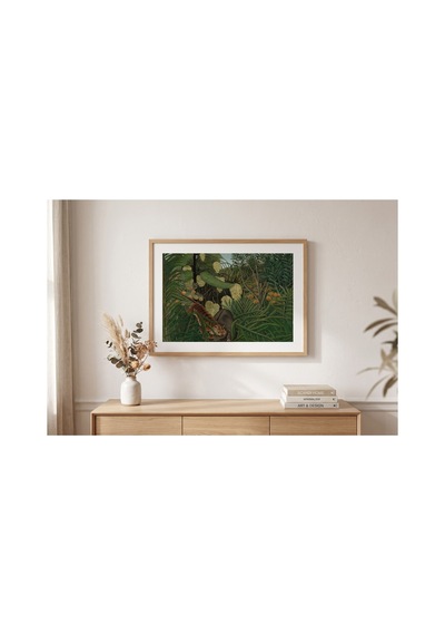 Botanik Rousseau Kaplan İle Bufalonun Kavgası Çerçevesiz Poster 21x30 Cm A4 Botanik Doğa Tarihi