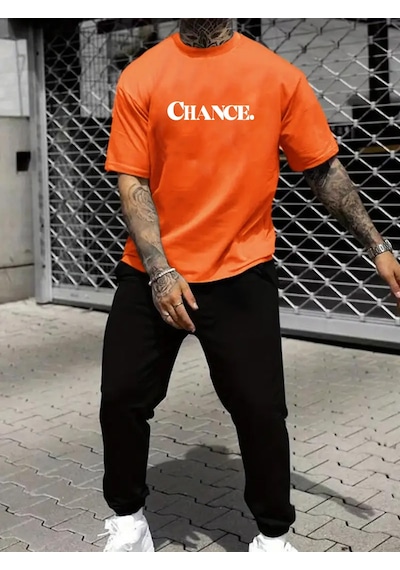 Uyguntarz Unisex Chance Baskılı Eşofman Takımı Turuncu