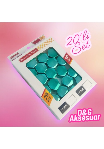 17mm Düz Parlak Yeşil Bijon Kapağı 20li Set+aparat