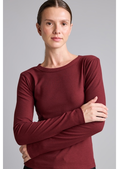 Defacto Slim Fit Bisiklet Yaka Fitilli Kaşkorse Uzun Kollu Basic Tişört I4450ax26aubr115 Bordo-br115