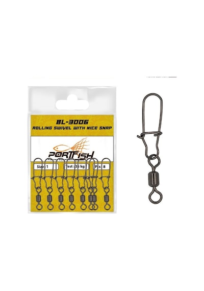 Portfish Bl-3006 Bilyalı Kilitli Klips 2 1 Paket