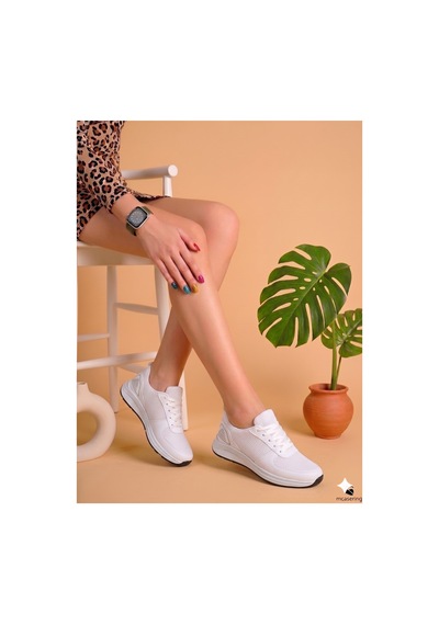 Mcaserıng Ortobetik Taban Suni Deri Lastik Bağcıklı Kadın Dört Mevsim Günlük Triko Ayakkabı Krem Mcaserıng Ortobetik Taban Suni Deri Lastik Bağcıklı Kadın Dört Mevsim Günlük Triko Ayakkabı Krem