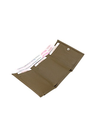 Westpolo Unisex Hakiki Deri Bozuk Para Ve Kağıt Para Bölmeli Cüzdan Kartlık - Haki Haki