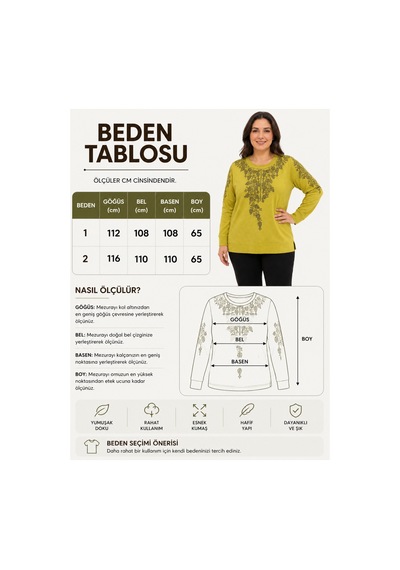 Neco Giyim Kadın Anne Desenli Triko Kazak Uzun Kollu Rahat Kesim Hardal