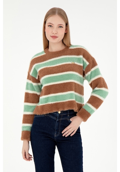 U.S. Polo Assn. Kadın Camel Bisiklet Yaka Kazak 50293145-VR015