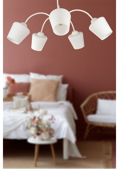 Begüsa Kasırga 5.li Avize Beyaz Camlı