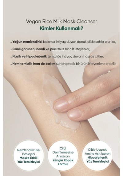 Pirinç Sütü İçerikli, Besleyici Ve Nemlendirici Yüz Temizleyici Goodal Vegan Rice Milk Mask Cleanser