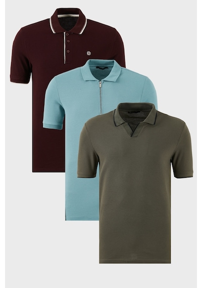 buratti pamuklu regular fit 3lu paket erkek polo yaka t shirt 59029641518s3 haki visne beyaz mavi 85288742