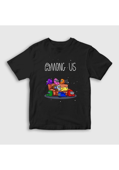 Presmono Unisex Çocuk Couch Among Us T-shirt Siyah
